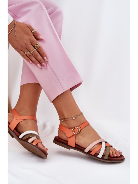 Women's Sandals With Intertwining Straps Orange Sergio Leone SK090H