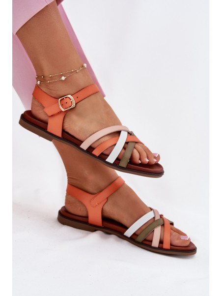 Women's Sandals With Intertwining Straps Orange Sergio Leone SK090H