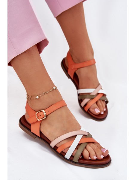Women's Sandals With Intertwining Straps Orange Sergio Leone SK090H
