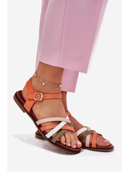 Women's Sandals With Intertwining Straps Orange Sergio Leone SK090H