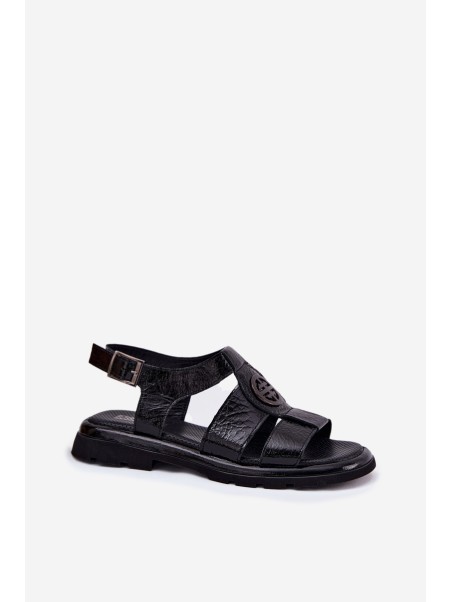 Leather Women's Sandals Patent With Decorative Detail Artiker 56C0691 Black
