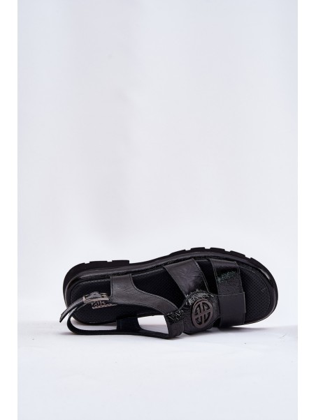 Leather Women's Sandals Patent With Decorative Detail Artiker 56C0691 Black
