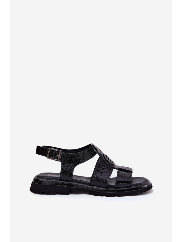 Leather Women's Sandals Patent With Decorative Detail Artiker 56C0691 Black Leather Women's Sandals Patent With Decorative Detail Artiker 56C0691 Black