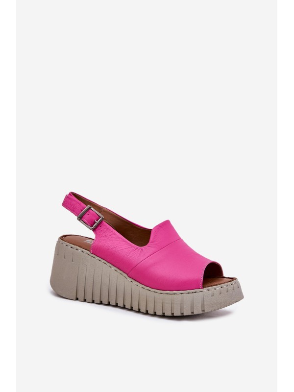 Women's Sandals Made Of Natural Leather On Wedge Fuchsia Artiker 54C0789