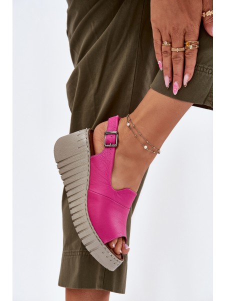 Women's Sandals Made Of Natural Leather On Wedge Fuchsia Artiker 54C0789