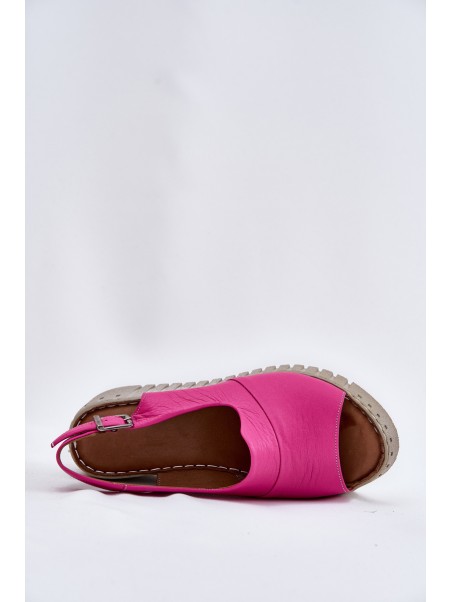 Women's Sandals Made Of Natural Leather On Wedge Fuchsia Artiker 54C0789