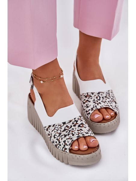 Womens Sandals Made Of Natural Leather On Wedge White Artiker 56C0958
