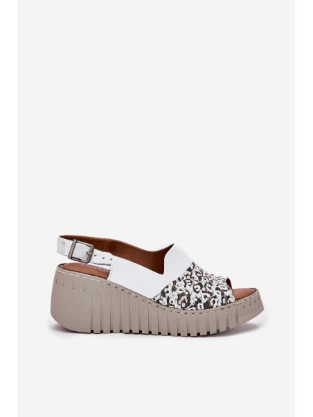 Womens Sandals Made Of Natural Leather On Wedge White Artiker 56C0958