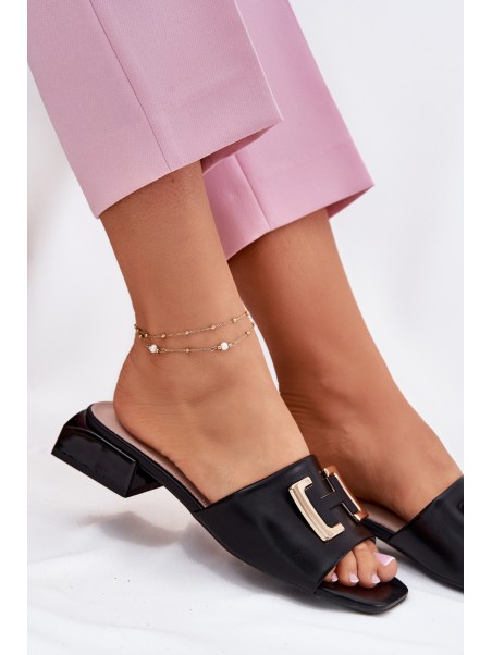 Elegant Ladies Sandals On A Wedge With Golden Detail 62229 Black Vinceza