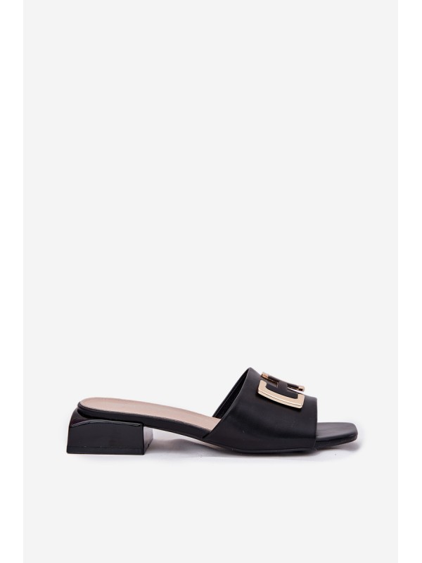Elegant Ladies Sandals On A Wedge With Golden Detail 62229 Black Vinceza