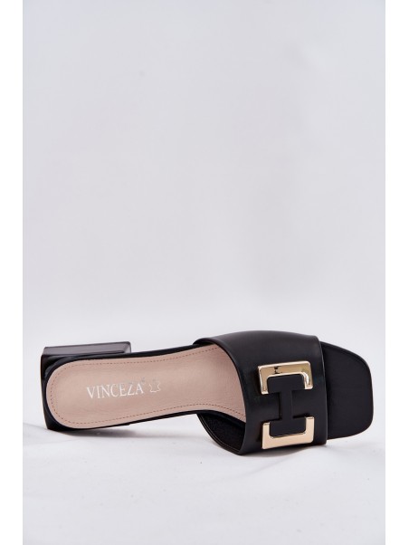 Elegantiškos moteriškos basutės su pleišto formos bateliais ir auksinėmis detalėmis 62229 Black Vinceza