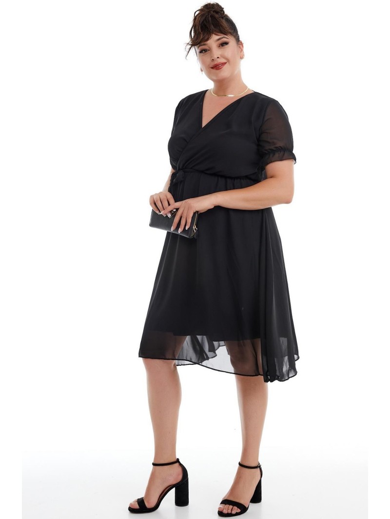 Elegantiška juoda suknelė su dirželiu ❤️ Suknelės apkūnioms