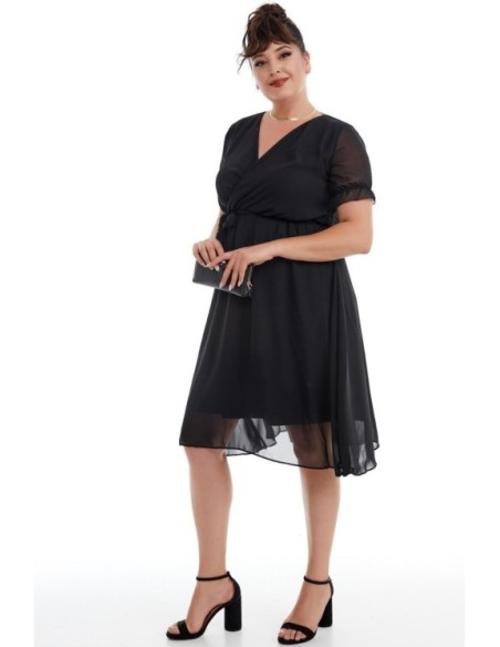 Elegantiška juoda suknelė su dirželiu ❤️ Suknelės apkūnioms
