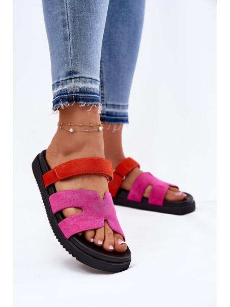 Women's Slippers With Velcro Fuchsia Vinceza 17401