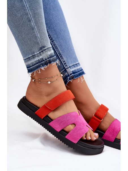 Women's Slippers With Velcro Fuchsia Vinceza 17401