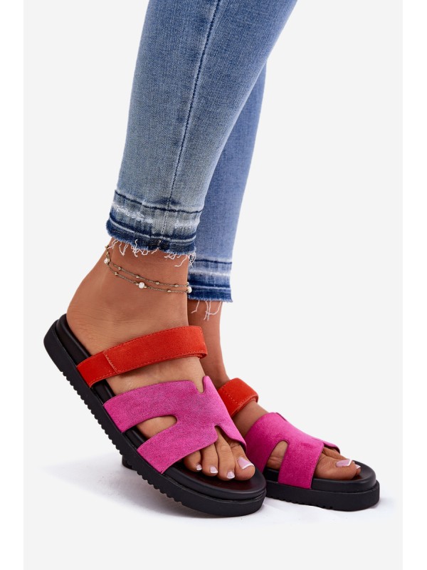 Women's Slippers With Velcro Fuchsia Vinceza 17401