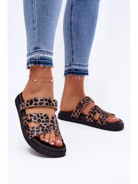 Women'S Slippers With Velcro Vinceza 17401 Panther