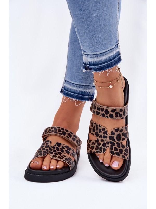 Women'S Slippers With Velcro Vinceza 17401 Panther