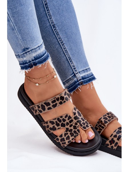 Women'S Slippers With Velcro Vinceza 17401 Panther