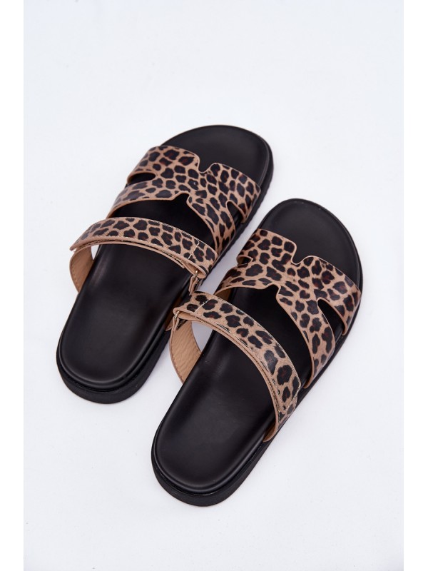 Women'S Slippers With Velcro Vinceza 17401 Panther