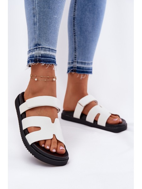 Women's Slippers With Velcro Vinceza 17401 White