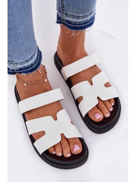 Women's Slippers With Velcro Vinceza 17401 White