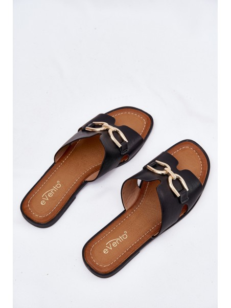Women's Flat Sandals With Decorative Detail Black Amiresna