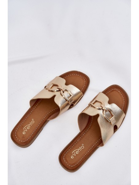 Ladies Flat Sandals With Decorative Detail Golden Amiresna