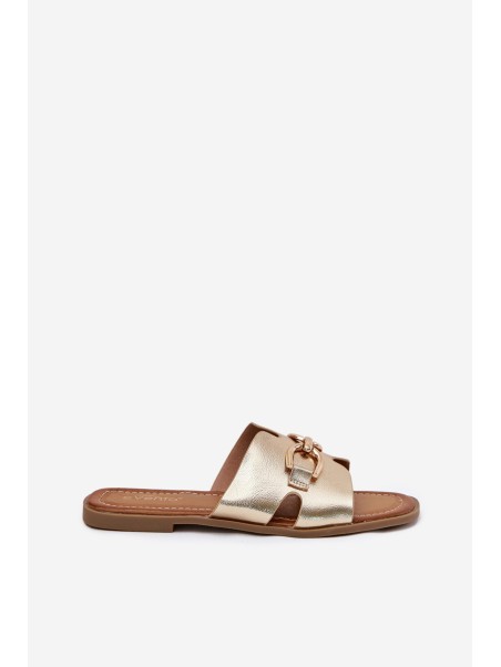 Ladies Flat Sandals With Decorative Detail Golden Amiresna