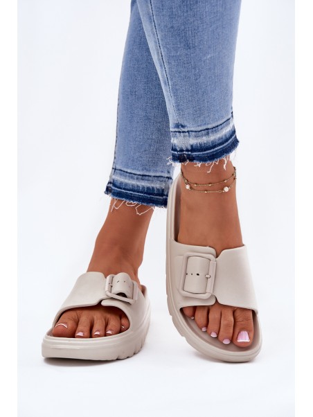 Women's Foam Platform Sandals With Buckle Beige Viasara