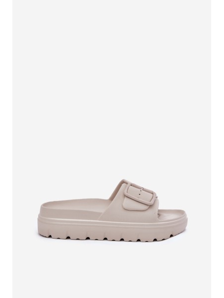 Women's Foam Platform Sandals With Buckle Beige Viasara