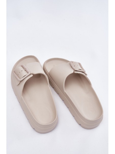 Women's Foam Platform Sandals With Buckle Beige Viasara