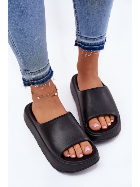 Foam women's sandals on platform black Xalvania