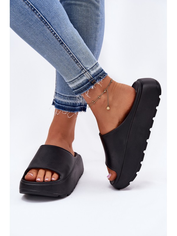 Foam women's sandals on platform black Xalvania