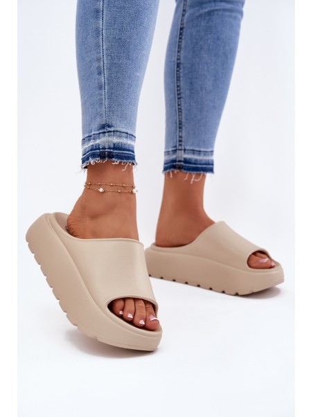 Foam Women's Slippers On Platform Beige Xalvania