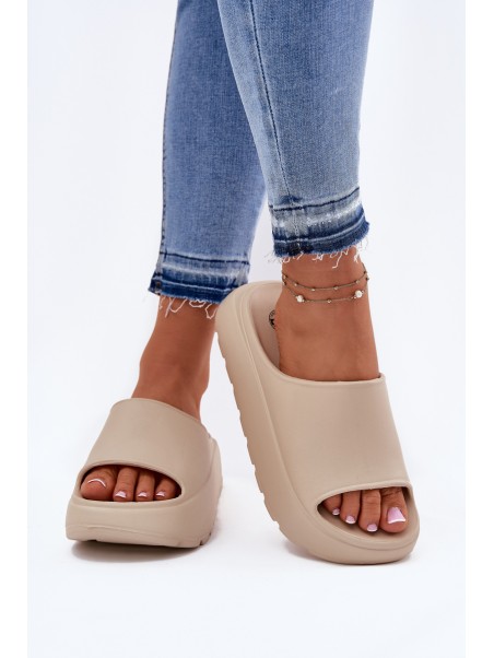 Foam Women's Slippers On Platform Beige Xalvania