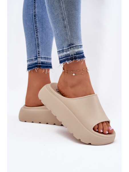 Foam Women's Slippers On Platform Beige Xalvania
