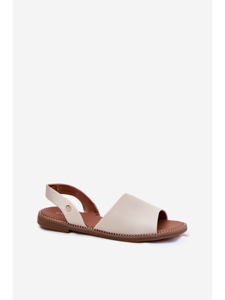 Women's sandals on flat heel eco leather beige Dereka