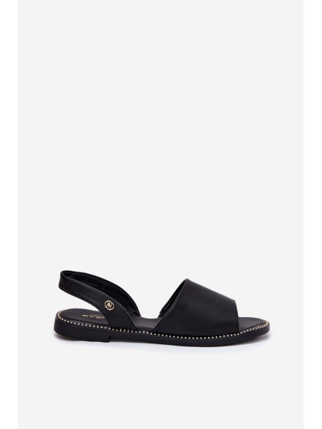 Women's Sandals On Flat Heel Eco Leather Black Dereka