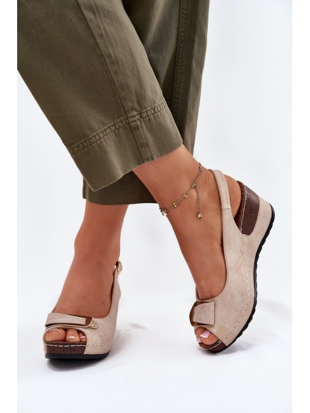 Ladies Lightweight Wedge Sandals Comfort Shoes Beige-Gold Efravia