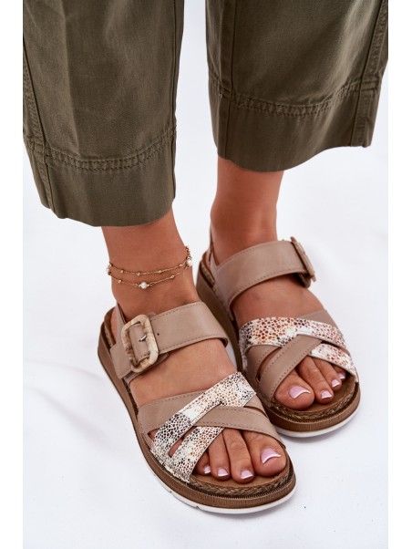 Ladies Sandals With Buckle Beige Inblu GS000056