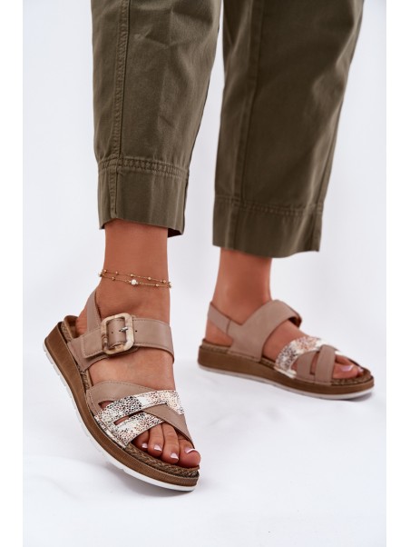 Ladies Sandals With Buckle Beige Inblu GS000056