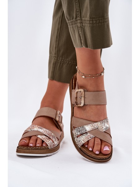 Ladies Sandals With Buckle Beige Inblu GS000056