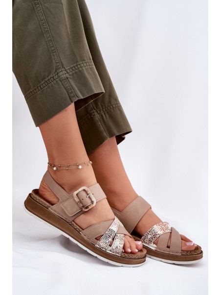 Ladies Sandals With Buckle Beige Inblu GS000056