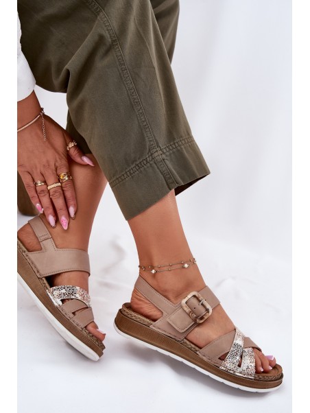 Ladies Sandals With Buckle Beige Inblu GS000056