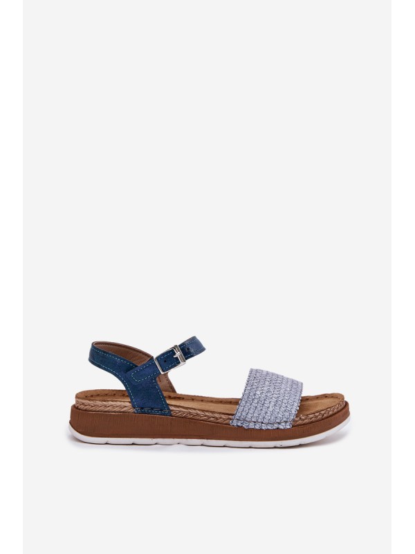 Women's Sandals With Braiding On The Strap Blue Inblu GS000050