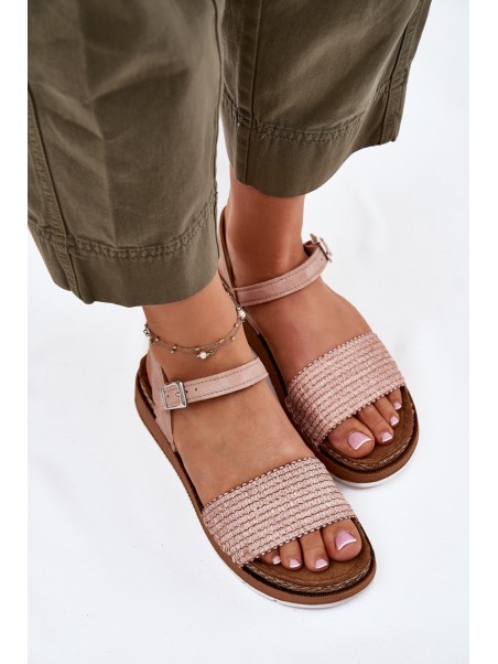Women's Sandals With Braiding On Strap Pink Inblu GS000050