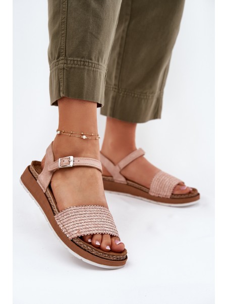 Women's Sandals With Braiding On Strap Pink Inblu GS000050