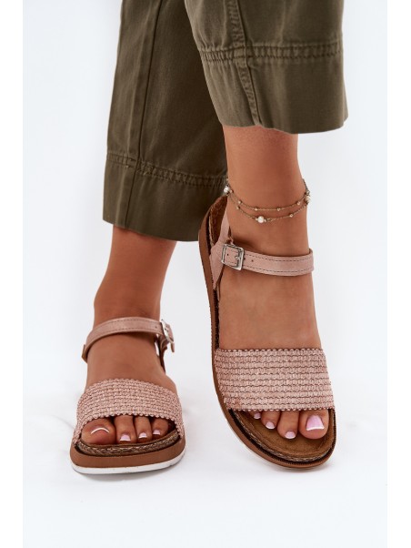 Women's Sandals With Braiding On Strap Pink Inblu GS000050