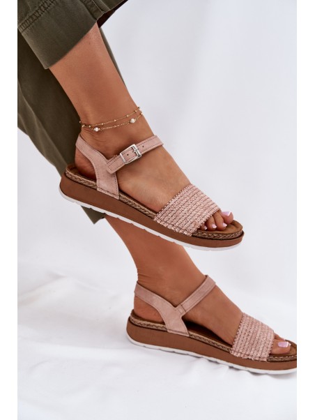 Women's Sandals With Braiding On Strap Pink Inblu GS000050